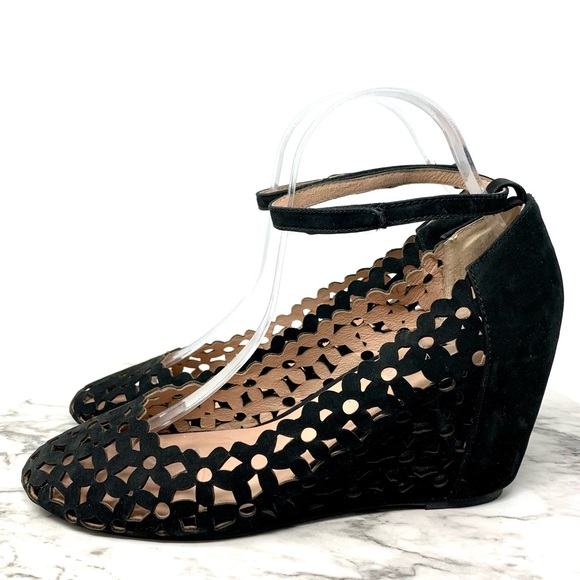 Jeffrey Campbell Delaisy Laser Cut Daisy Ankle Strap Wedges 9.5 Edgy Bohemian - Picture 3 of 16